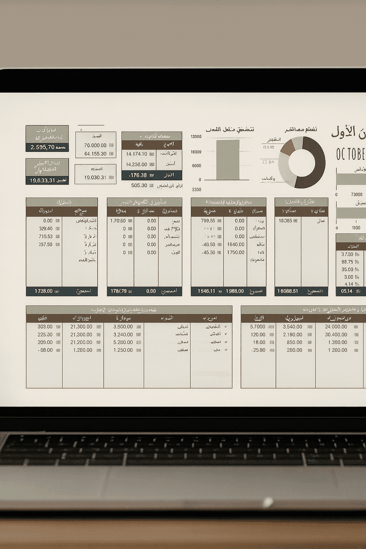 Financial dashboard showing budget data and metrics